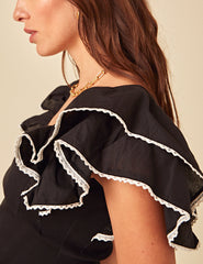 Black Frill Shoulder Top
