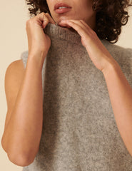 Grey Alpaca Wool Blend Knitted Vest