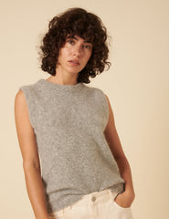 Grey Alpaca Wool Blend Knitted Vest