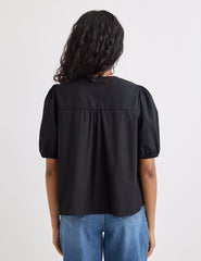 Black Tie Front Bernadetta Blouse