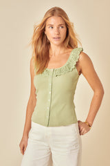 Green Frill Collar Vest Top