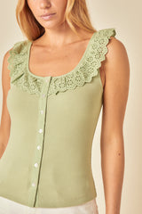 Green Frill Collar Vest Top