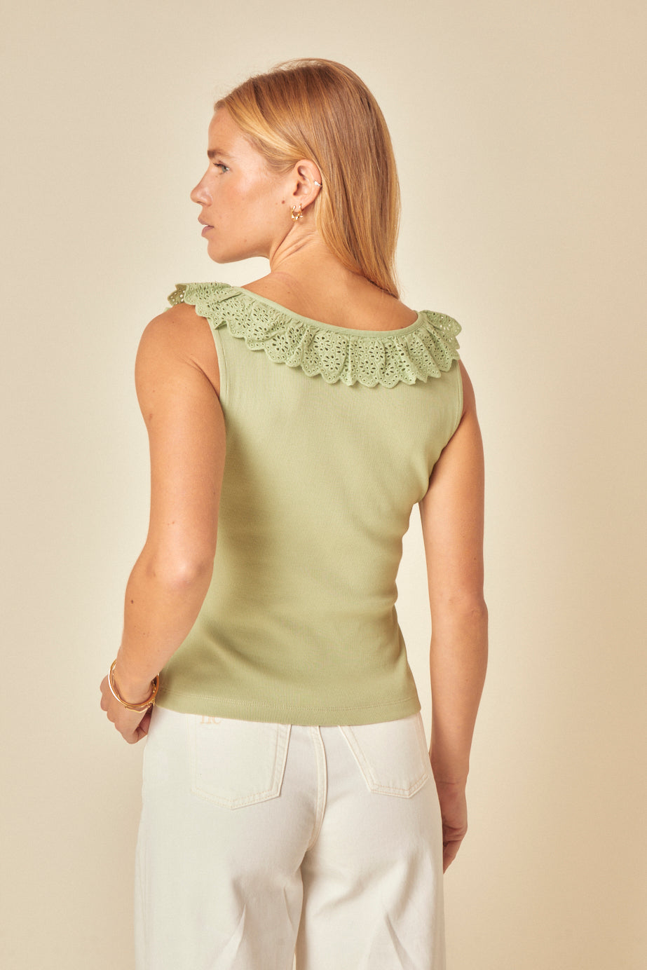 Green Frill Collar Vest Top