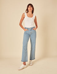 White Frill Collar Vest Top