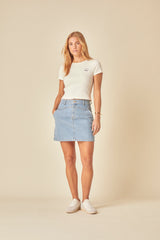 Cream Ribbed Seashell Embroidered Baby T-Shirt