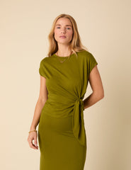 Green Tie Front Jersey Top
