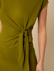 Green Tie Front Jersey Top