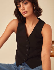 Black V-Neck Waistcoat