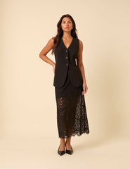 Black Longline Waistcoat