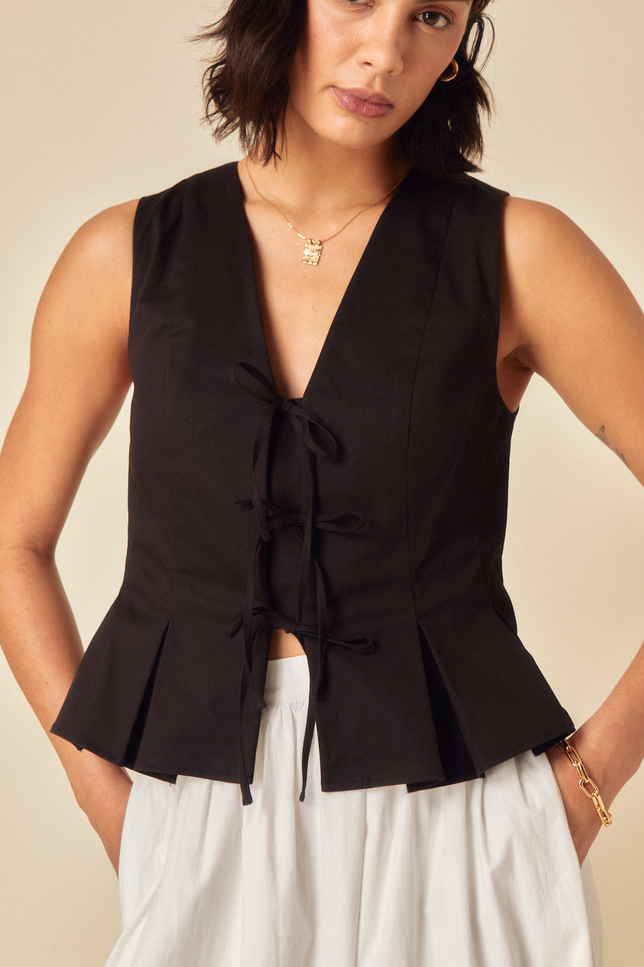 Black Tie Front Waistcoat