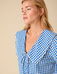 Blue Gingham Birdie Blouse