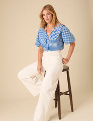 Blue Gingham Birdie Blouse