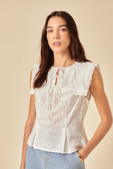 White Collar Broderie Anglaise Top