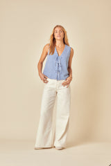 Blue Gingham Tie Front Tessa Top