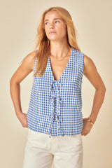 Blue Gingham Tie Front Tessa Top