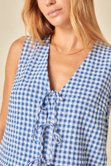 Blue Gingham Tie Front Tessa Top