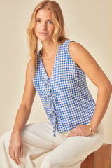 Blue Gingham Tie Front Tessa Top