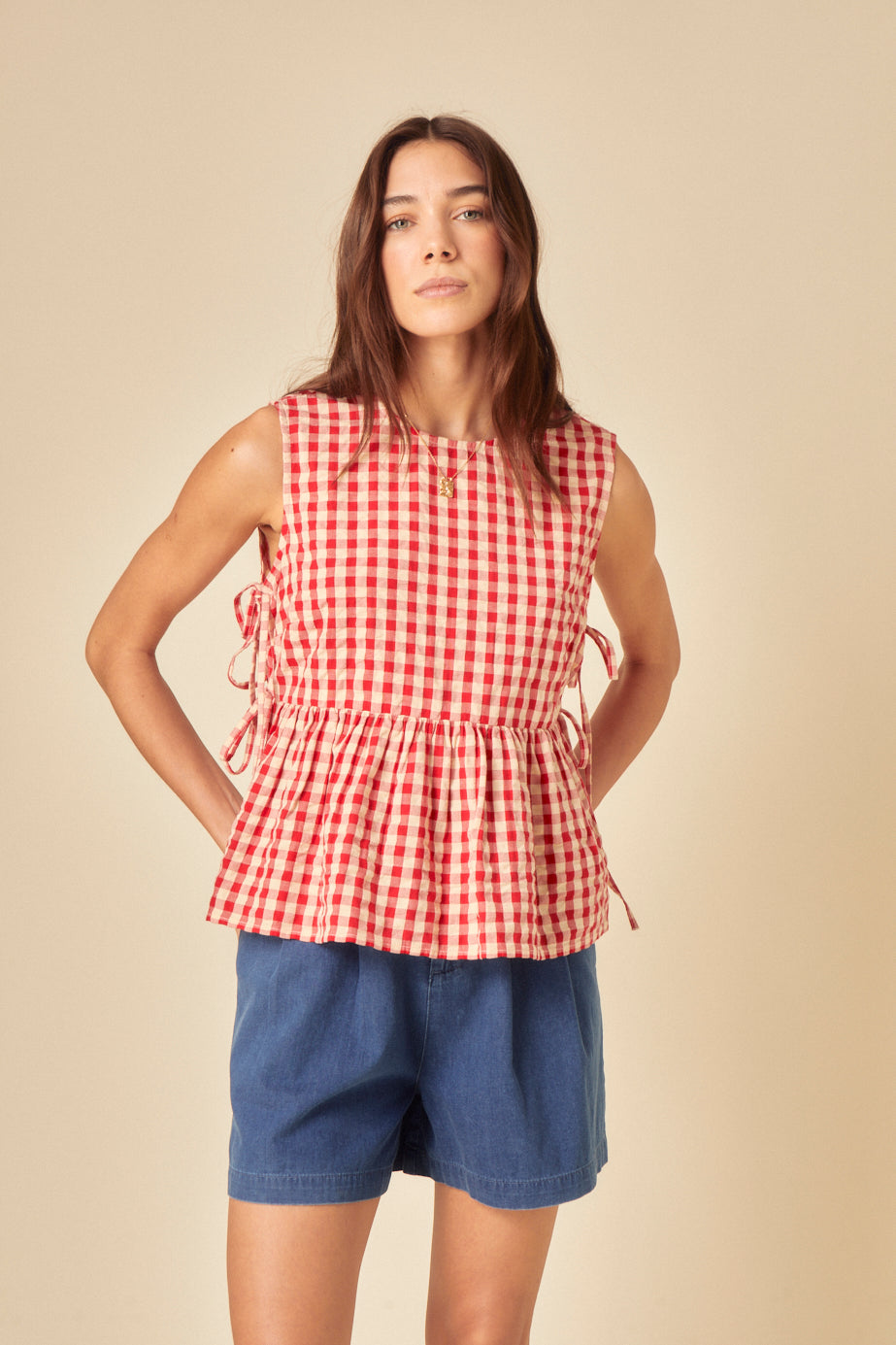 Red Gingham Swing Top