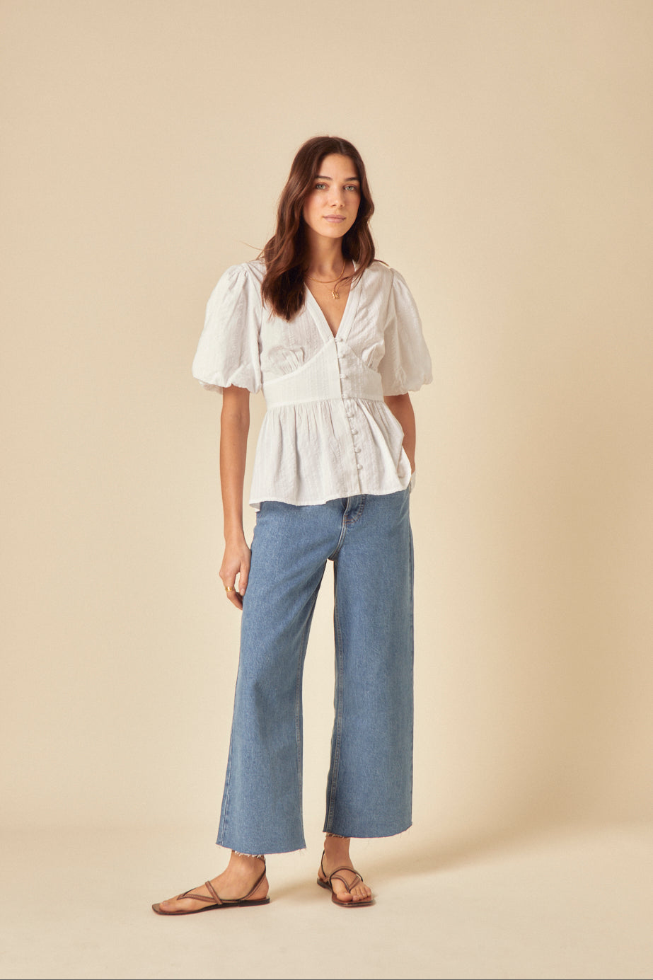 White Puff Sleeve Starlight Top