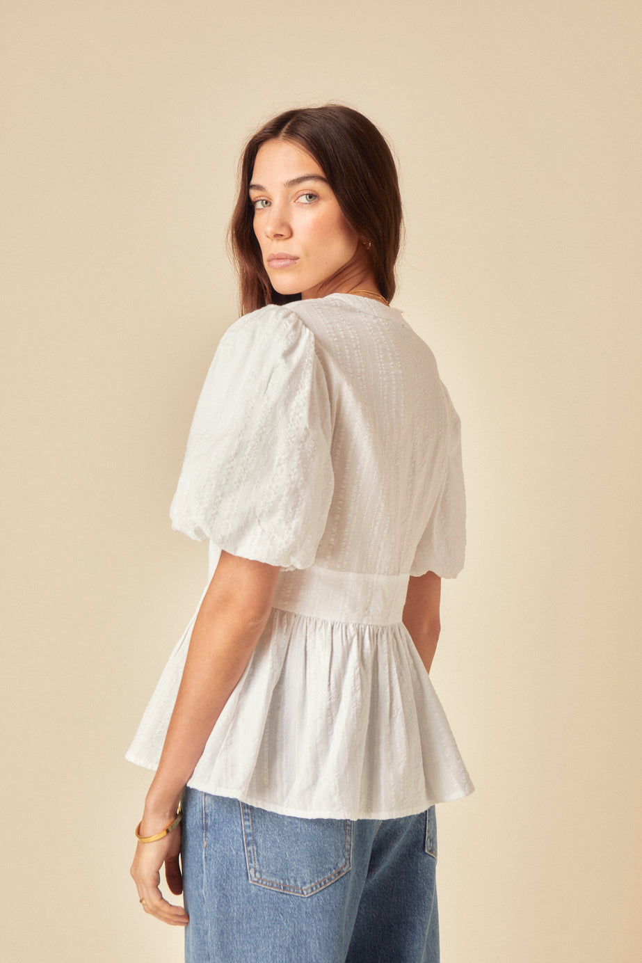White Puff Sleeve Starlight Top