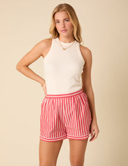 Red And White Striped Shorts