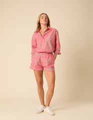 Red And White Striped Shorts