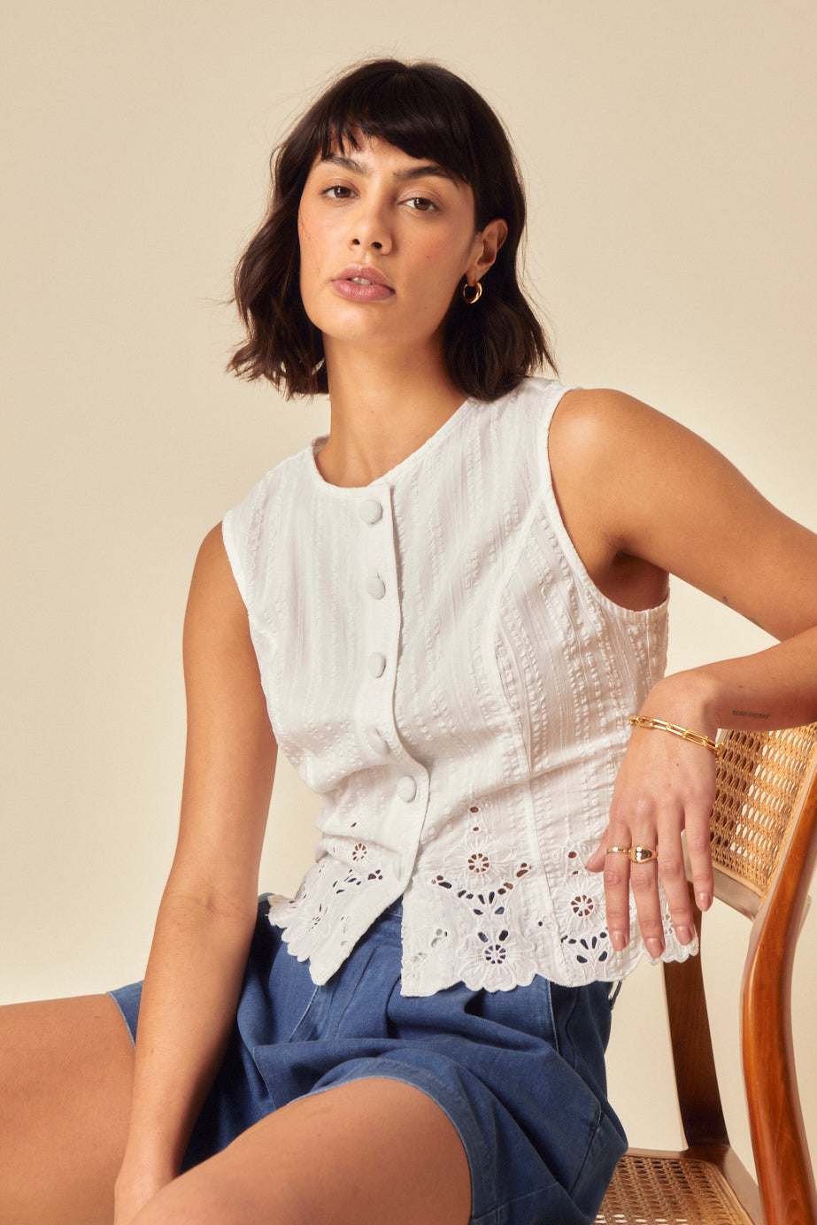 White Broderie Anglaise Top