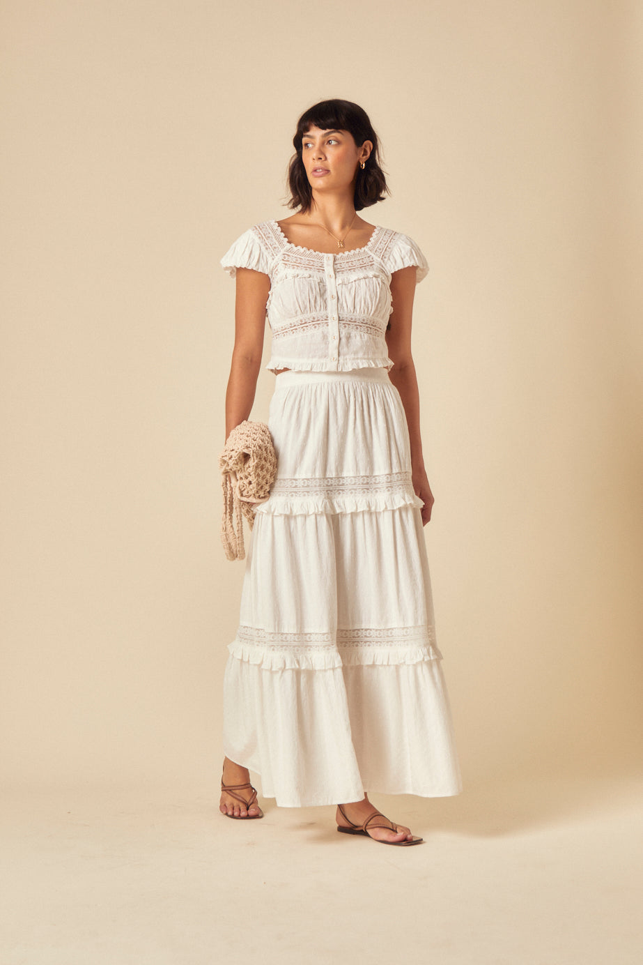 White Lace Detail Top