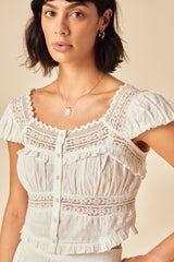 White Lace Detail Top