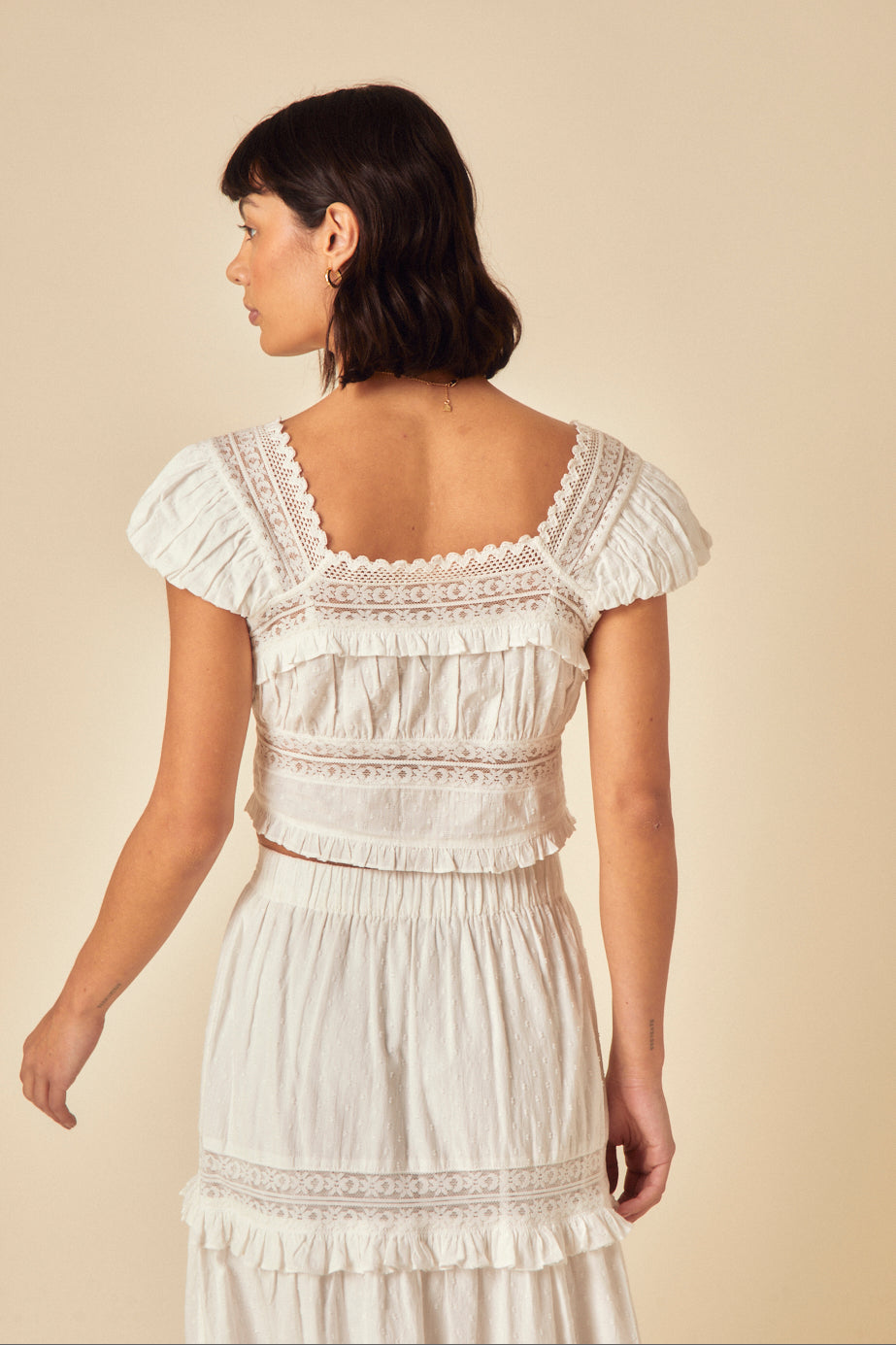 White Lace Detail Top