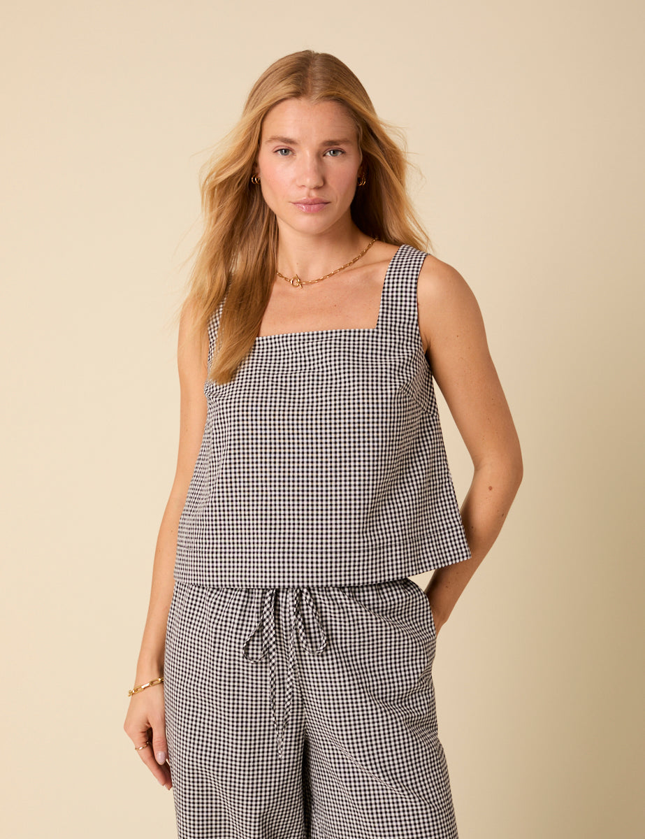 Black Gingham Swing Top