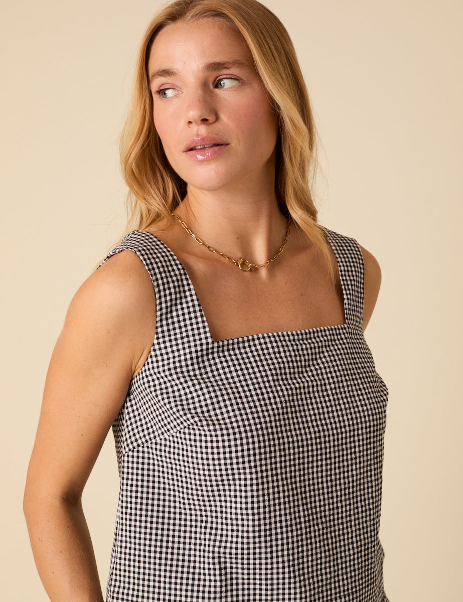 Black Gingham Swing Top