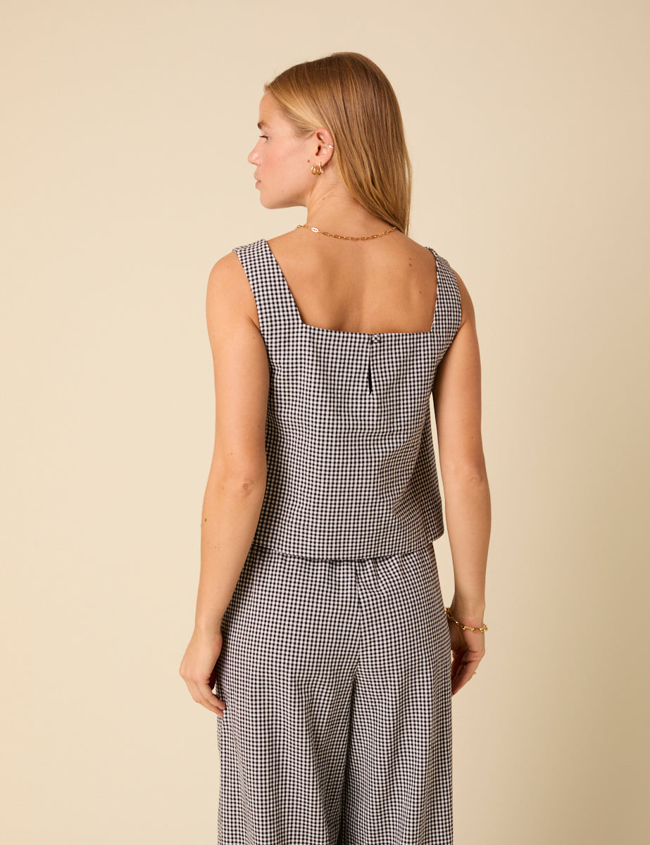 Black Gingham Swing Top