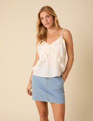 White Broderie Anglaise Frill Cami Top