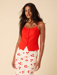 Red Strappy Waistcoat