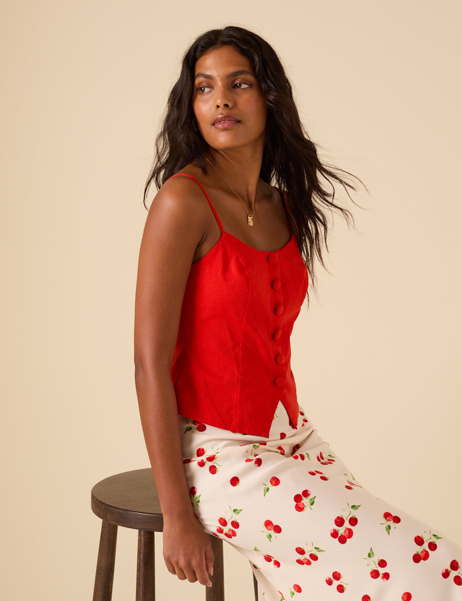 Red Strappy Waistcoat