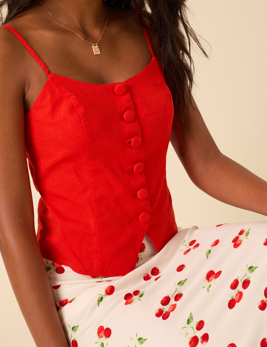 Red Strappy Waistcoat