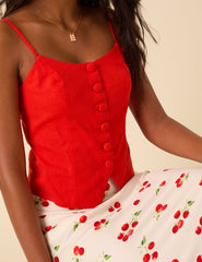 Red Strappy Waistcoat