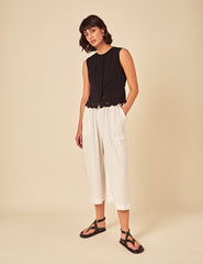 Black Sleeveless Broderie Anglaise Top