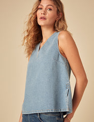 Light Blue Denim Swing Top