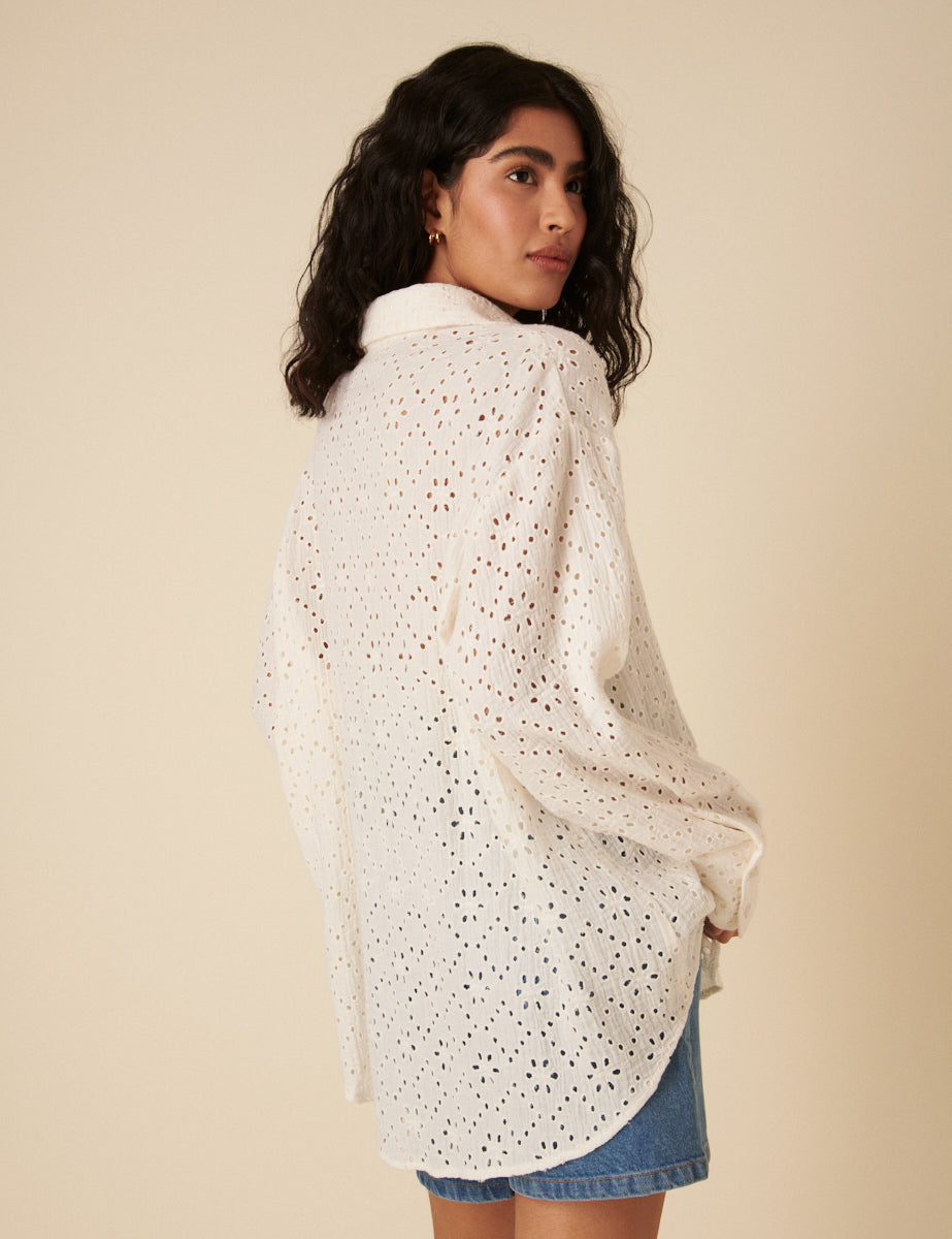 White Broderie Angalise Shirt