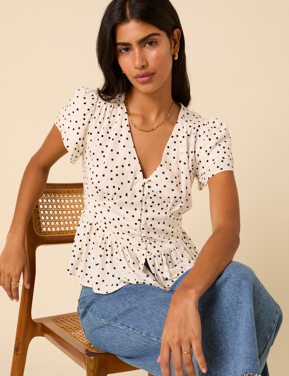 White Polka Dot Loubelle Top