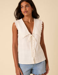 White Check Sleeveless Birdie Blouse