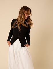 Black Ribbed Waistcoat Top