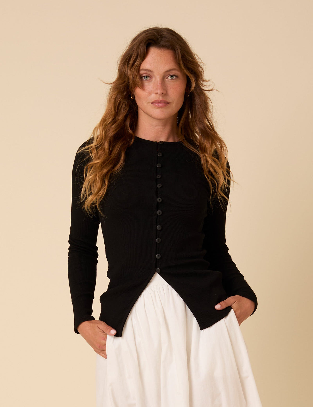 Black Ribbed Waistcoat Top