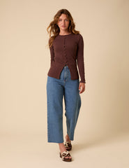 Brown Ribbed Waistcoat Top