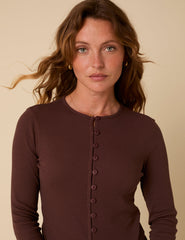 Brown Ribbed Waistcoat Top