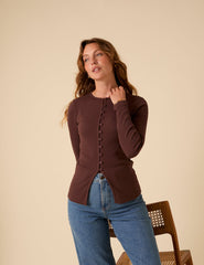 Brown Ribbed Waistcoat Top