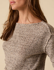 Brown Boat Neck Knitted Jumper