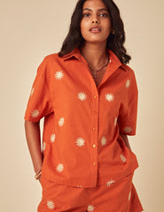 Elizabeth Scarlett Orange Embroidered Jay Shirt